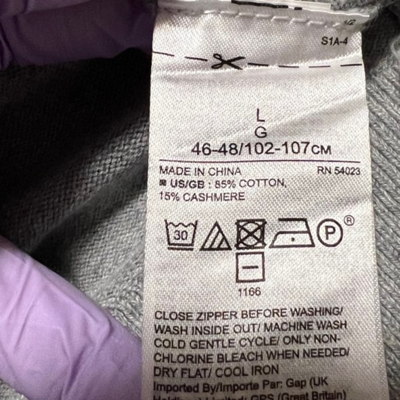 Banana Republic Mens Gray Blue Colorblock Cotton Cashmere Mock Neck Sweater Sz L - Picture 6 of 9